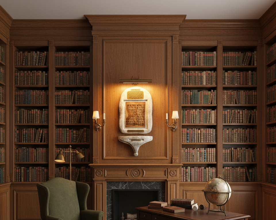 II Chronicles 7:14 Plaque in elegant library full room view
